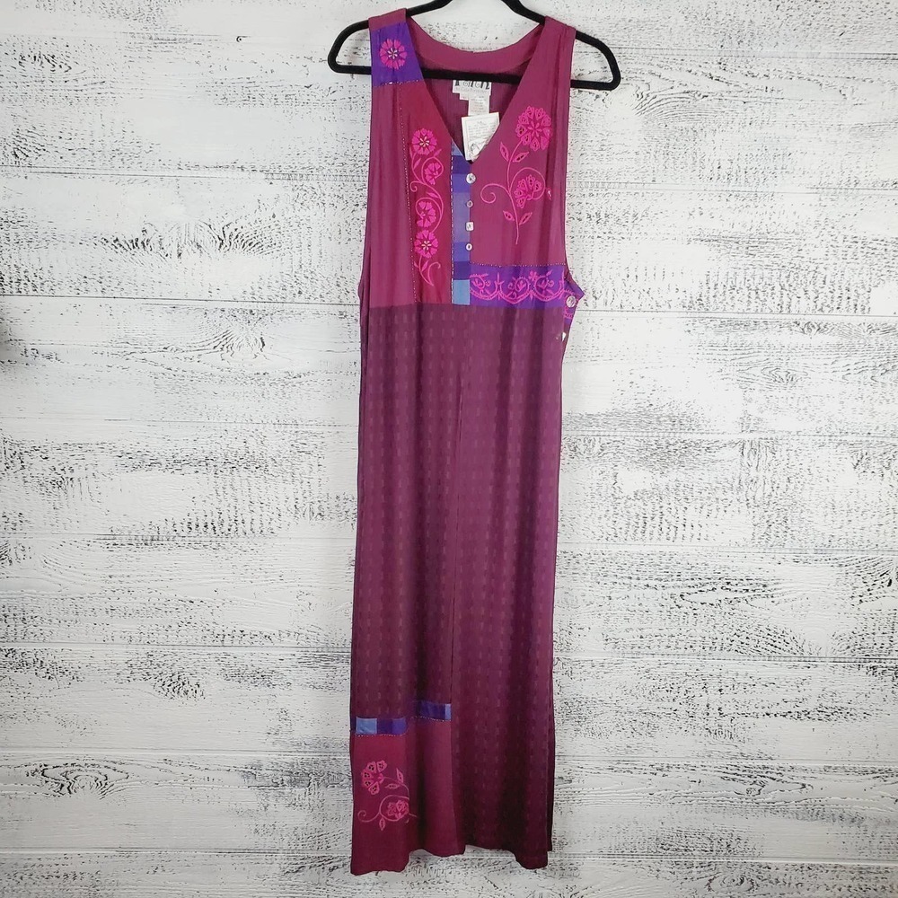 Faith by Celia Forrester Maxi Patchwork Casual Embroidered Dress NWT